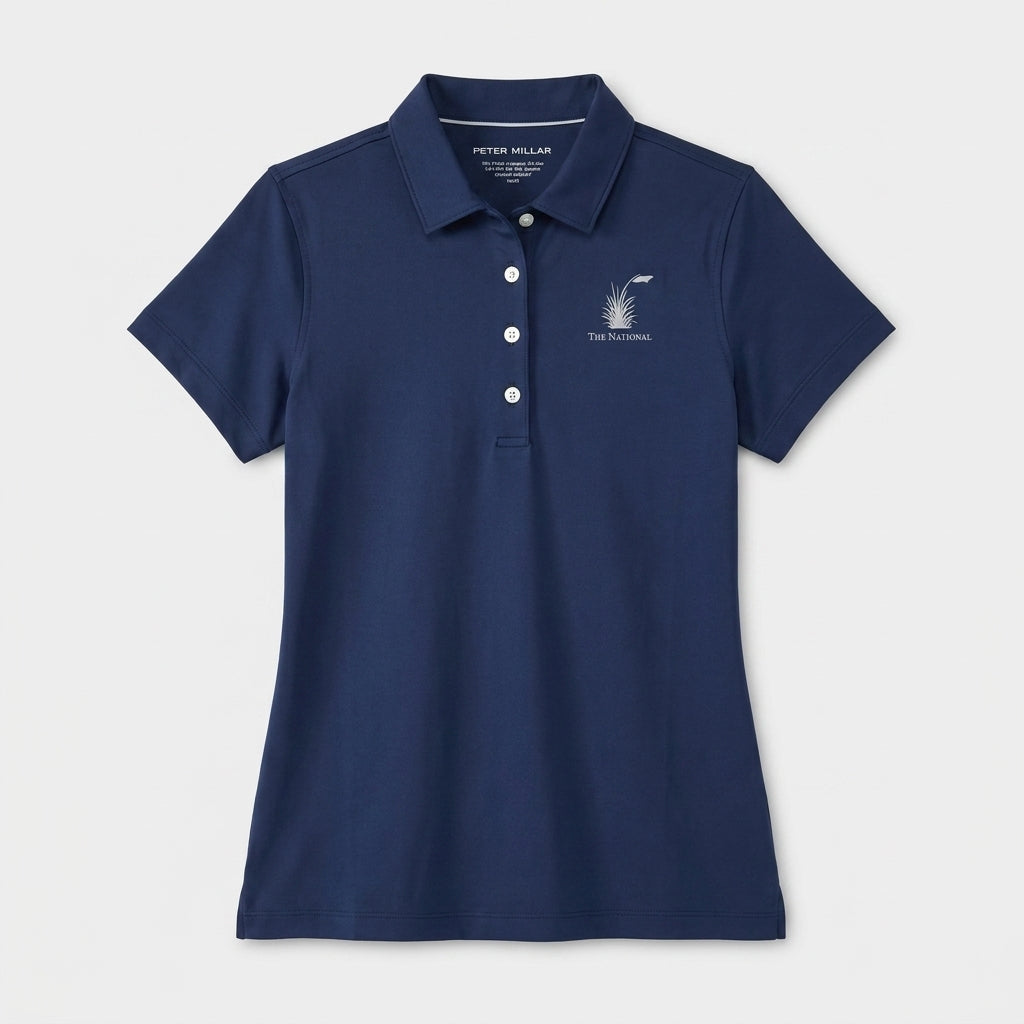 Women's Peter Millar Solid Performance Jersey Polo - Navy