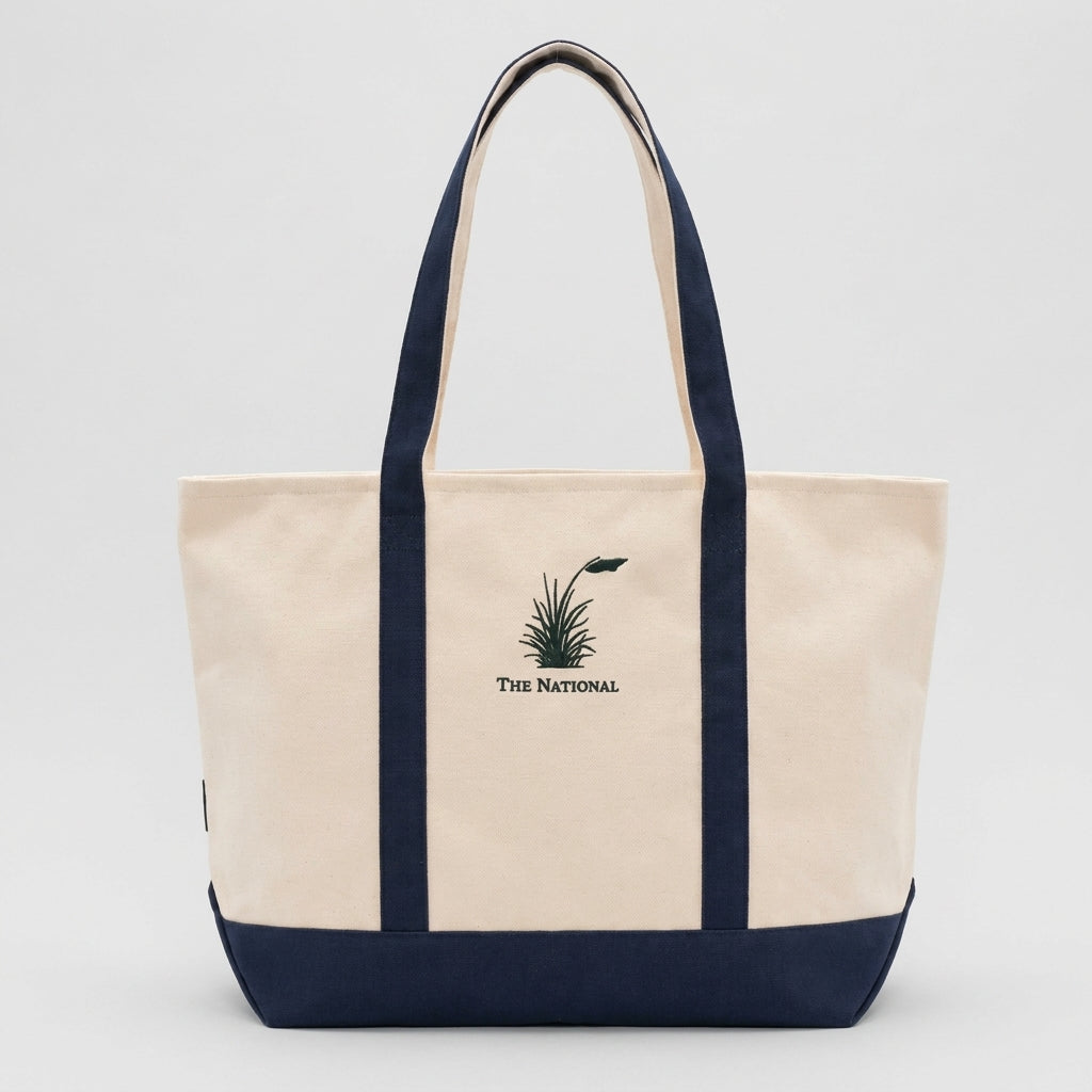 Canvas Tote Bag - Beige & Navy