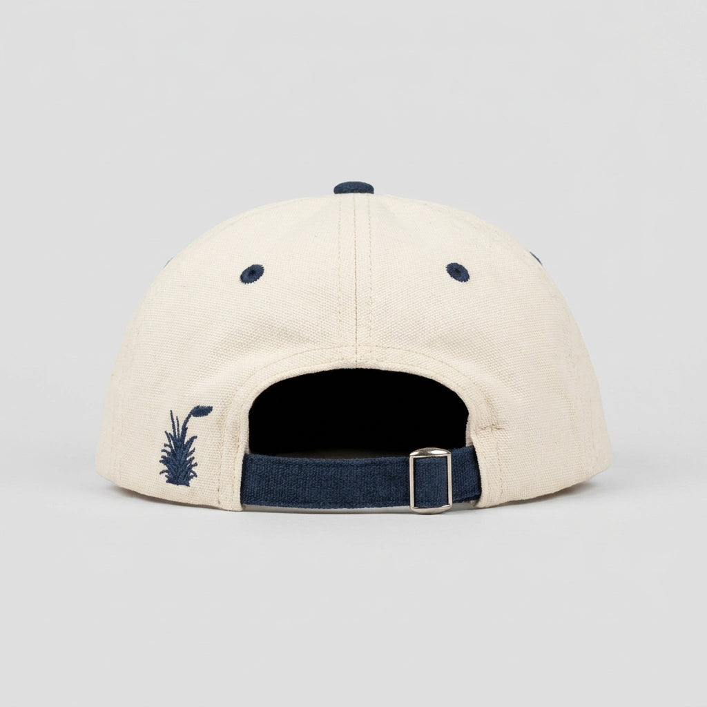 Cotton/Faux Suede - Cream & Navy