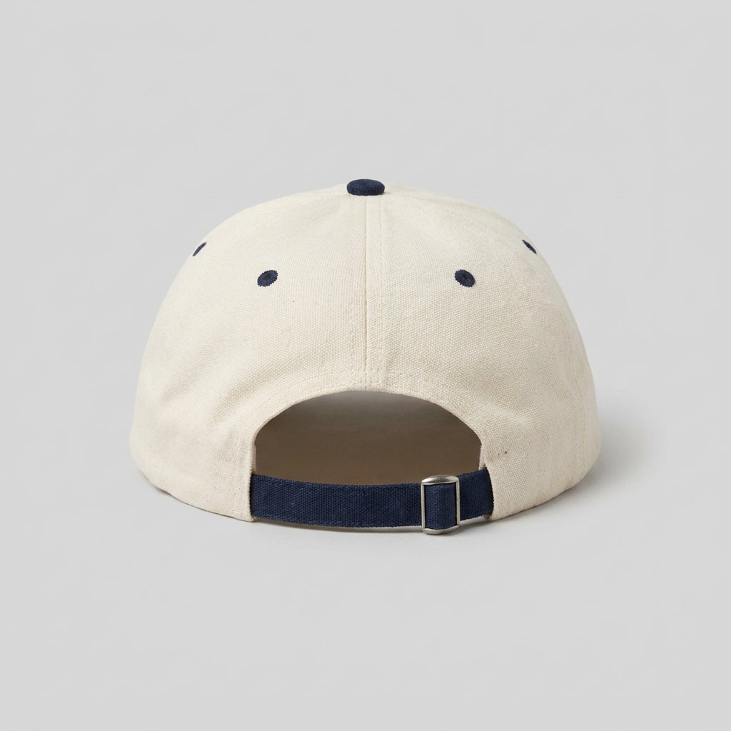 Cotton/Faux Suede Junior Cap - Cream & Navy