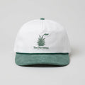 Cotton/Faux Suede Rope Cap - White & Moss Green