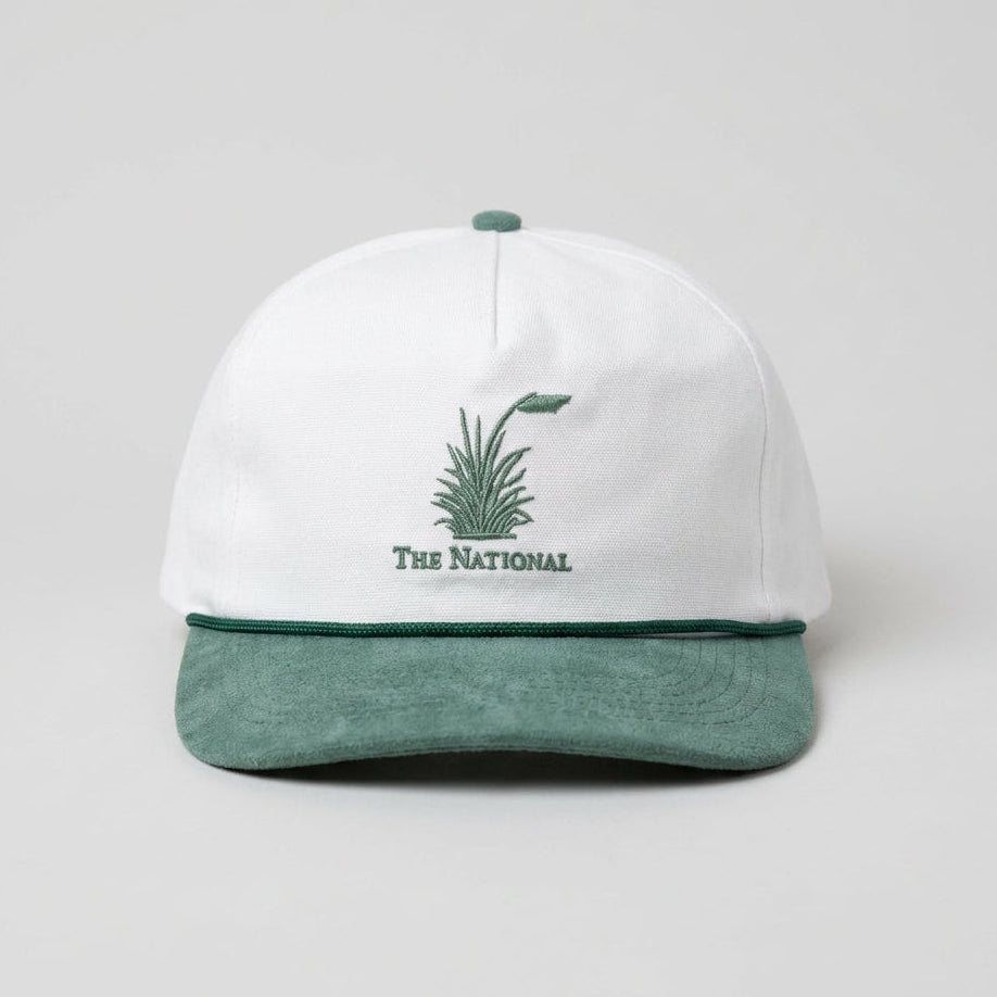 Cotton/Faux Suede Rope Cap - White & Moss Green