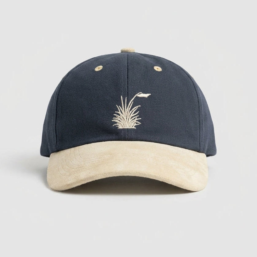 Cotton/Faux Suede - Cream & Navy 2.