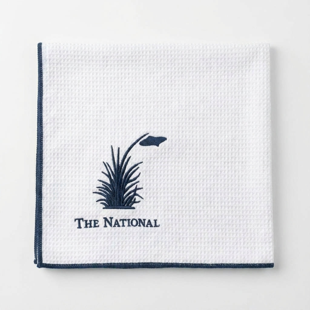 Large Aqua Lock Logo Towel - White