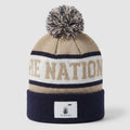 Pom Pom Beanie - Navy and Brown