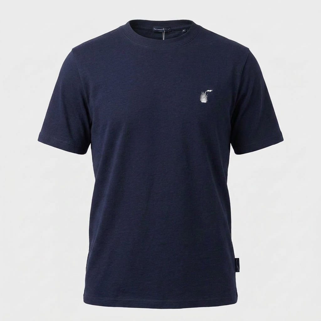 Crew Neck Cotton Tee - Navy