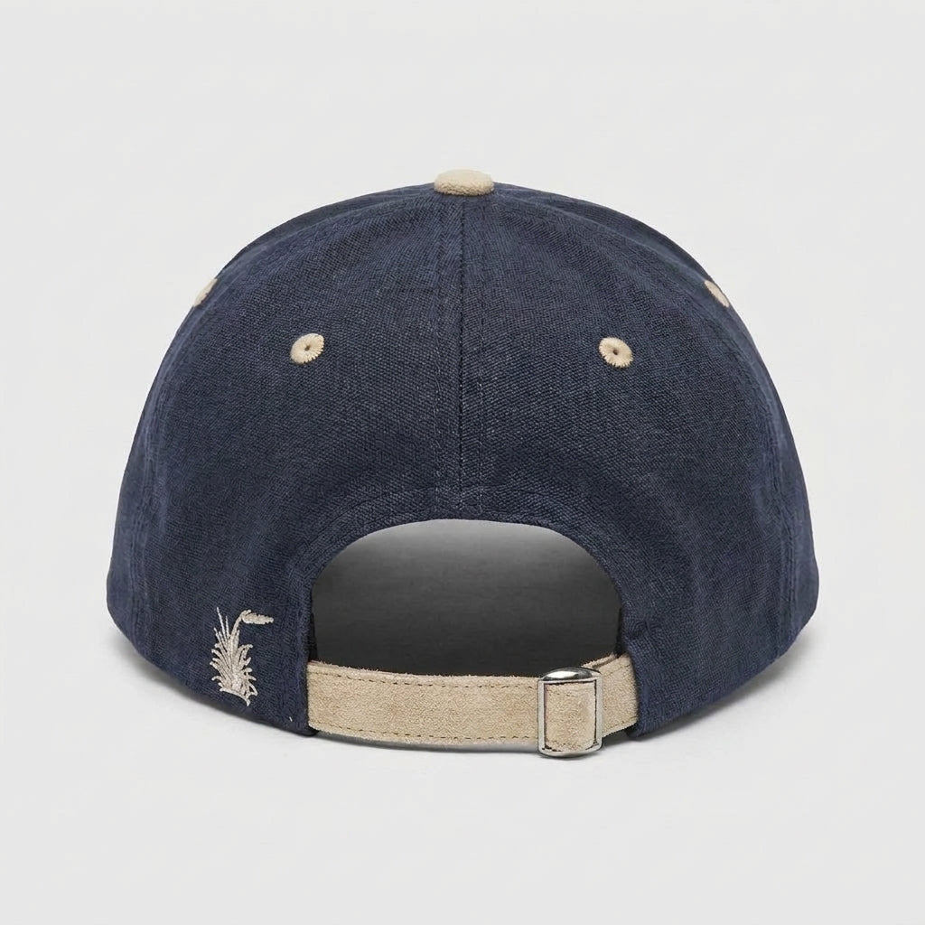 Cotton/Faux Suede - Cream & Navy