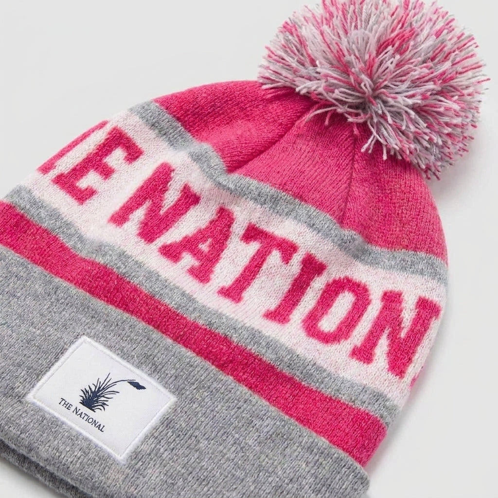 Pom Pom Beanie - Pink and White