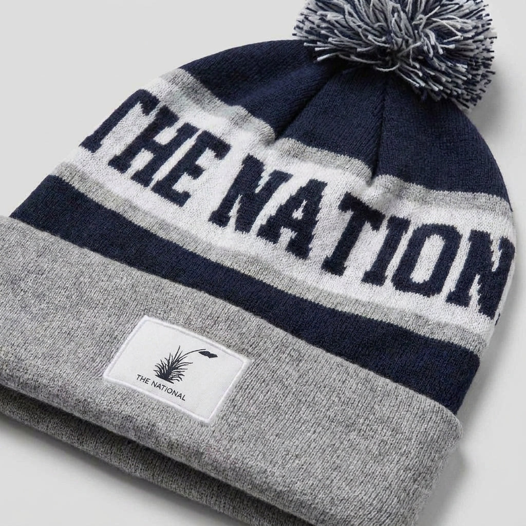 Pom Pom Beanie - Navy and Silver