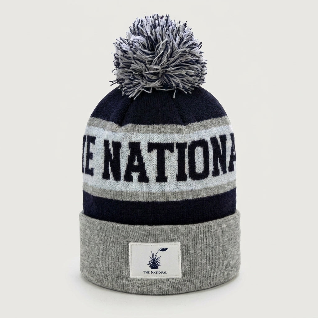 Pom Pom Beanie - Navy and Silver