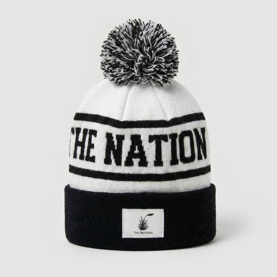 Pom Pom Beanie - Black and White