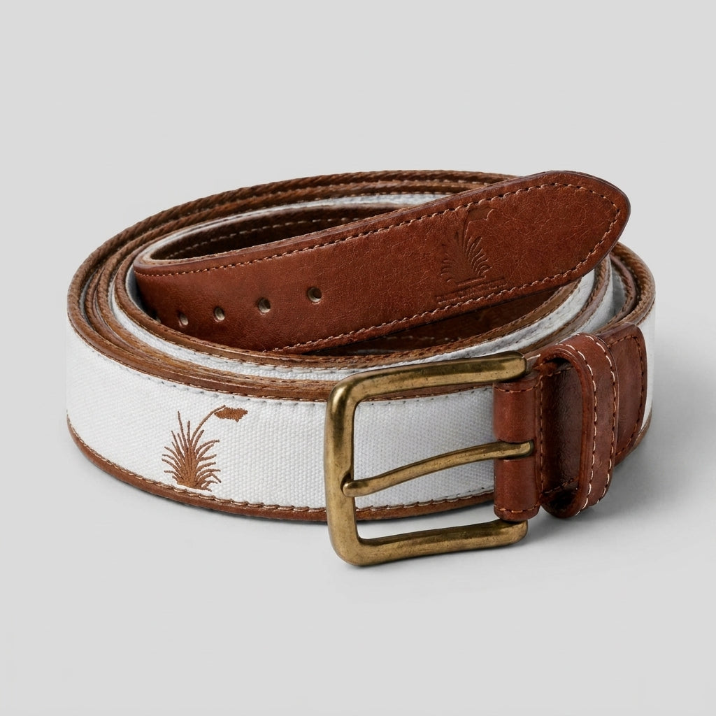 Marki Logo Belt - Tan & White