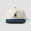 Cotton/Faux Suede Rope Cap - White & Navy