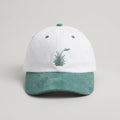 Cotton/Faux Suede Cap - White & Moss Green