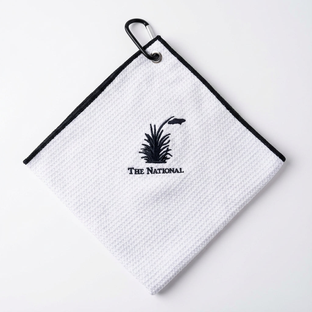 Small Aqua Lock Logo Towel - White